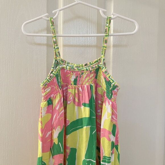 Lilly Pulitzer for Target Flamingo Fan Dance Maxi Dress Smocked Girls Size 4T - Picture 11 of 15